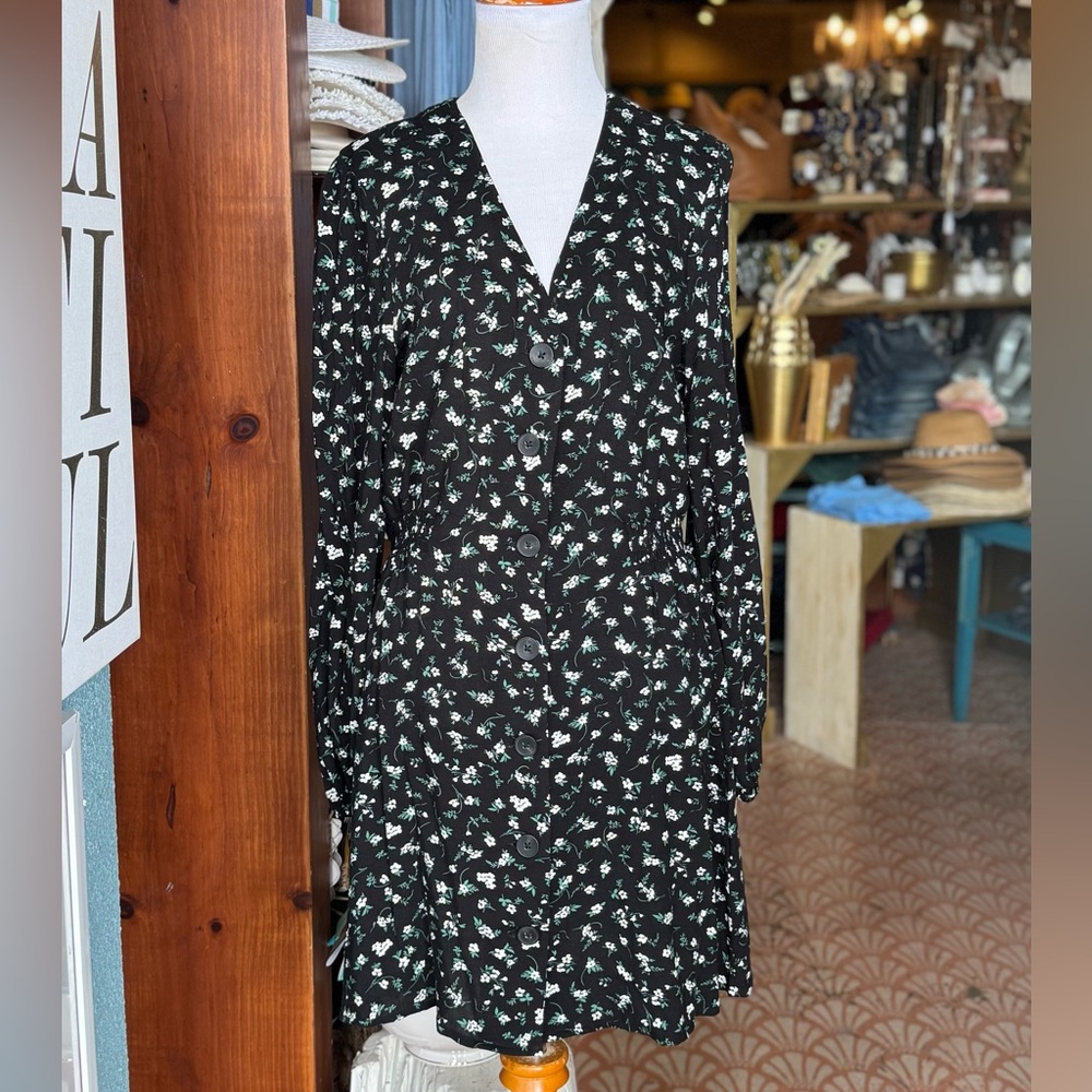 Abound Black Floral Long Sleeve Dress